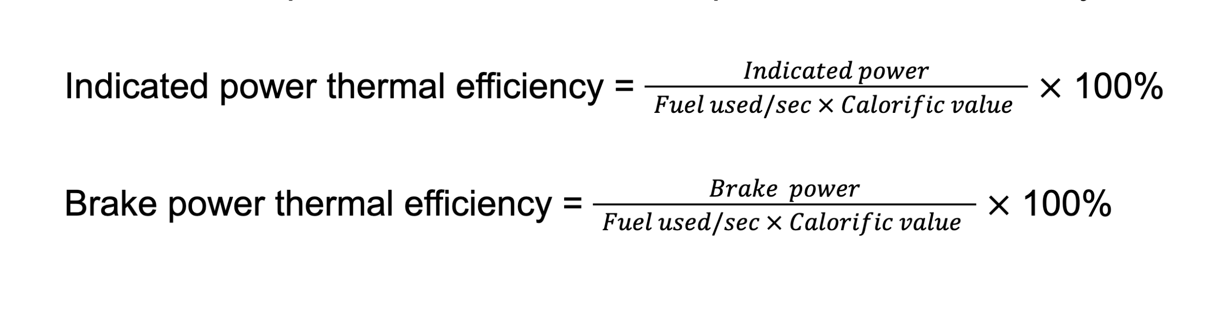 IC engine thermal efficiency formula