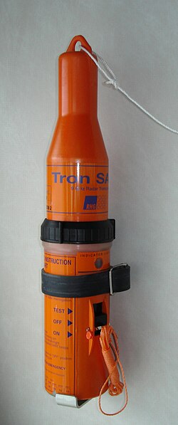 A standard SART 9 GHz radar transponder. The unit is 251 mm high.